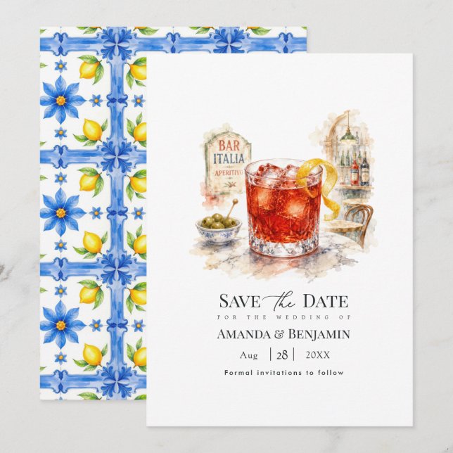 La Dolce Vita Amalfi Coast Spritz Cocktail Save The Date (Front/Back)
