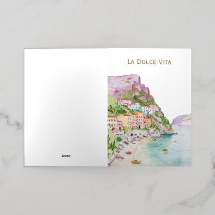 La Dolce Vita Amalfi Coast Stationery Foil Greeting Card