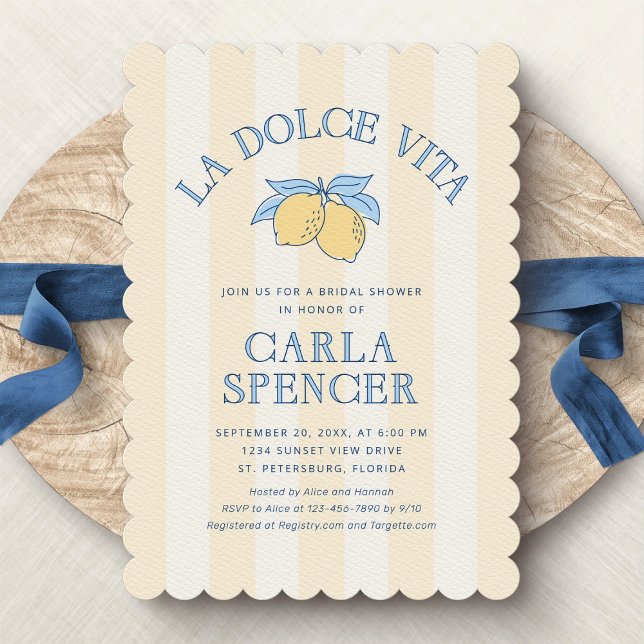 La Dolce Vita Amalfi Lemon Bridal Shower Invitation (Creator Uploaded)