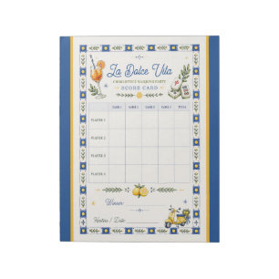La Dolce Vita American Mahjong Score Card Notepad