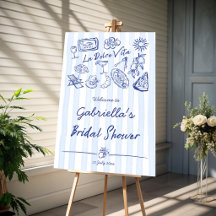 La dolce vita blue Italian bridal shower welcome