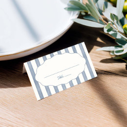 La Dolce Vita Blue Striped Folded Place Card