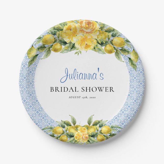 La Dolce Vita - Bridal Shower Mediterranean Lemon Paper Plates (Front)