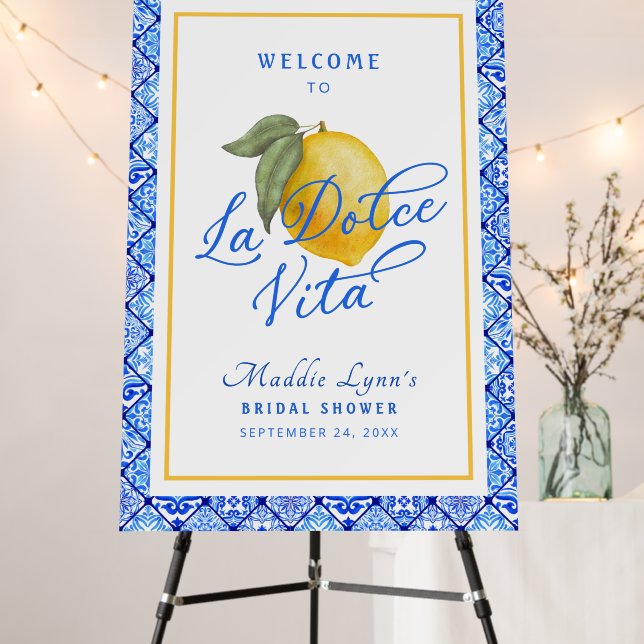 La Dolce Vita Bridal Shower Welcome Sign (In Situ (Stand))