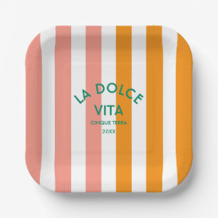 La Dolce Vita Cinque Terra Cabana Stripe Paper Plates