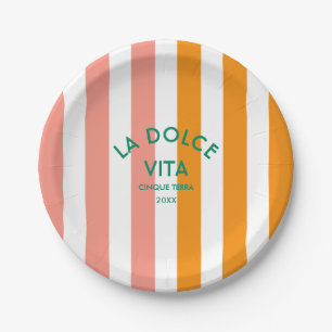 La Dolce Vita Cinque Terra Cabana Stripe Round Paper Plates