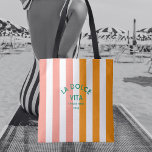 La Dolce Vita Cinque Terra Cabana Stripe Tote Bag<br><div class="desc">The perfect personalized tote bag for your vacation essentials... orange and pink cabana stripes with green "La Dolce Vita Cinque Terra" lettering. Personalize with your vacation destination and year. Perfect for a group vacation, an Italian beach theme bachelorette party or as a memento for a past trip. Matching accessories available...</div>
