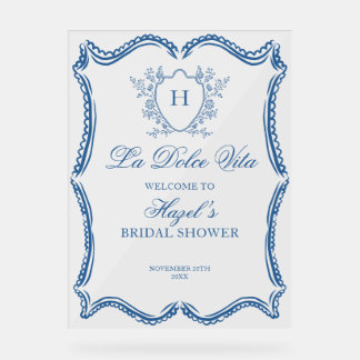 La Dolce Vita Crest Bridal Shower Welcome Sign