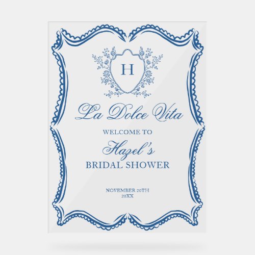 La Dolce Vita Crest Bridal Shower Welcome Sign