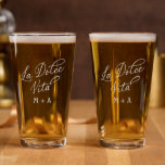 La Dolce Vita Custom Couple's Initials Engraved Pint Glass<br><div class="desc">La Dolce Vita (The Good Life) in an elegant script paired with personalized couple's initials.   Makes a great wedding or shower gift for the newlyweds.   © Kimbellished,  LLC</div>