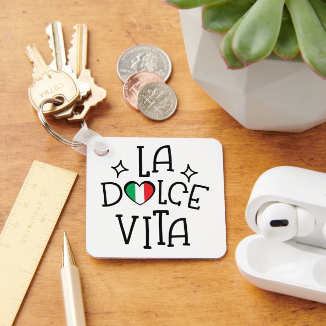 La Dolce Vita Cute Italian Flag Heart Keychain (Desk)