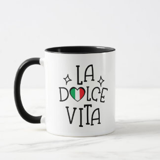 La Dolce Vita Cute Italian Flag Heart Mug