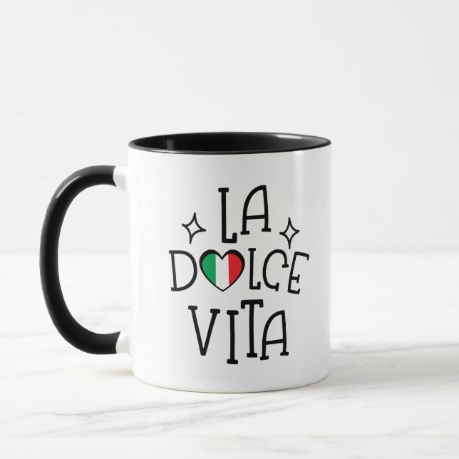 La Dolce Vita Cute Italian Flag Heart Mug (Left)