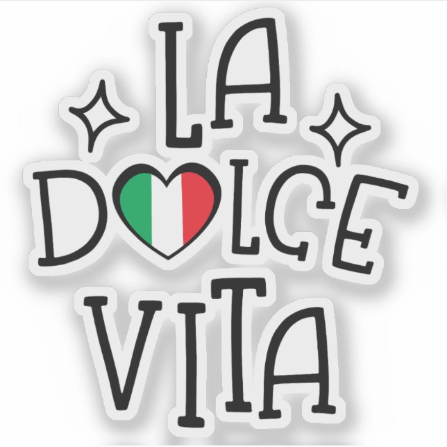 La Dolce Vita Cute Italian Flag Heart Sticker (Front)