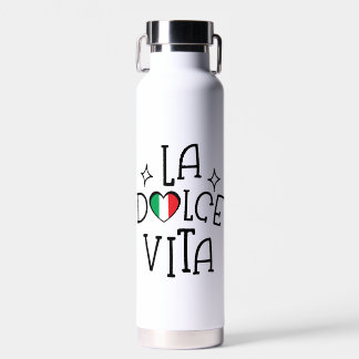 La Dolce Vita Cute Italian Flag Heart Water Bottle