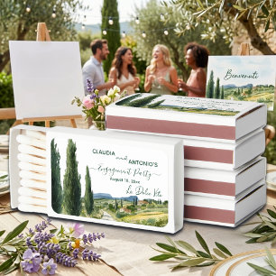 La Dolce Vita Elegant Engagement Party Favor Matchboxes