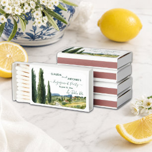 La Dolce Vita Elegant Engagement Party Favor Matchboxes