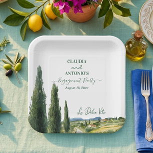 La Dolce Vita Elegant Engagement Party Paper Plates
