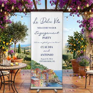 La Dolce Vita Engagement Party Welcome Retractable Banner