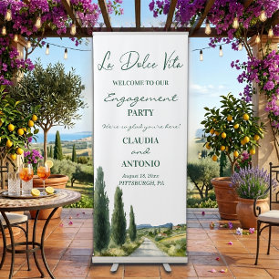 La Dolce Vita Engagement Party Welcome Retractable Banner