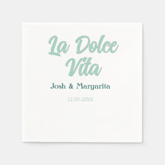 La Dolce Vita green blue pastel name date wedding Napkins