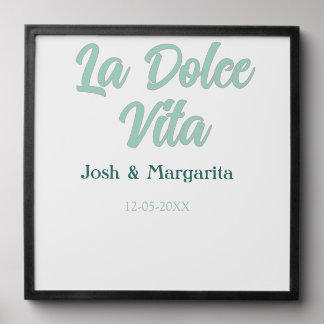 La Dolce Vita green blue pastel name date wedding Peel And Stick Photo Tile