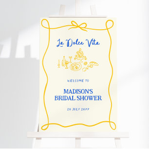 La Dolce Vita Hand Drawn Bridal Shower Welcome Foam Board