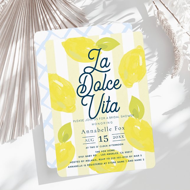 La Dolce Vita Hand-Painted Lemon Bridal Shower Invitation (Creator Uploaded)