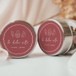 "La Dolce Vita" Handwritten Bridal Shower Classic Round Sticker<br><div class="desc">This beautiful Italian inspired bridal shower design features handwritten style cursive lettering accented with a wavy scribble ribbon border in cream on a tomato red background. Hand drawn illustrations of gelato, a cupcake, and a pastry complete the design for a summery Amalfi Coast look. These elegant Mediterranean bridal shower stickers...</div>