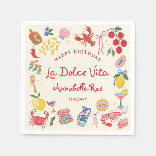 La Dolce Vita Italian Birthday Custom Name Paper Napkins