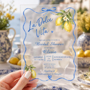 La Dolce Vita Italian Bridal Shower Acrylic Invitations
