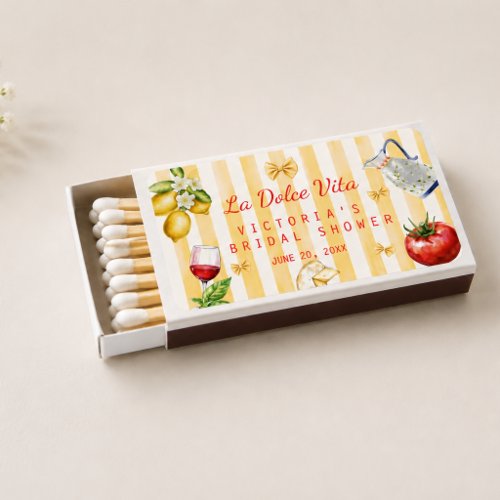 La Dolce Vita Italian Bridal Shower Favor gift Matchboxes