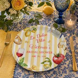 La Dolce Vita Italian Bridal Shower Paper Plates