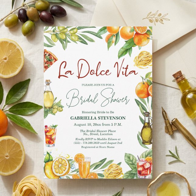 La Dolce Vita Italian Cocktail Bridal Shower Invitation (Creator Uploaded)
