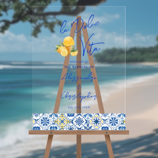 La Dolce Vita Italian Destination Wedding Acrylic Sign (Creator Uploaded)