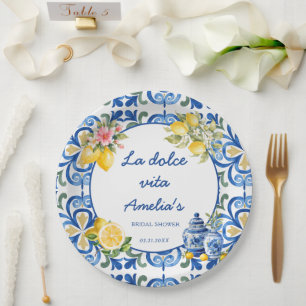 la Dolce Vita Italian Dinner lemon bridal shower Paper Plates