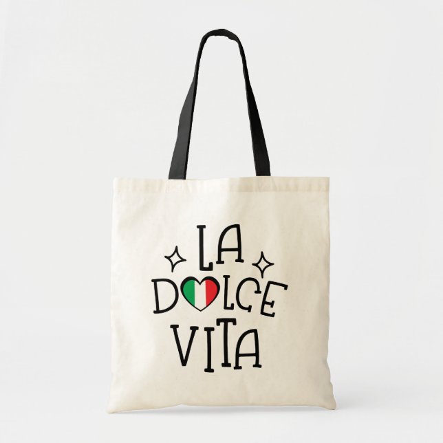La Dolce Vita Italian Flag Heart Tote Bag (Front)