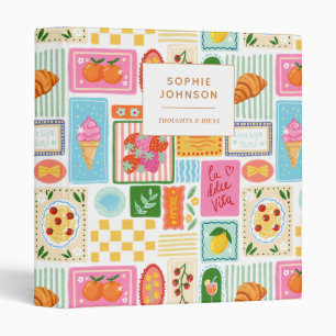 La Dolce Vita Italian French Personalized Colorful 3 Ring Binder