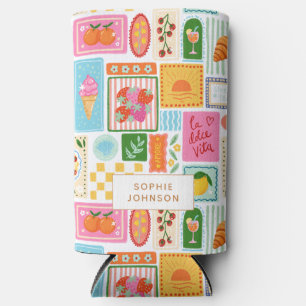 La Dolce Vita Italian French Personalized Colorful Seltzer Can Cooler