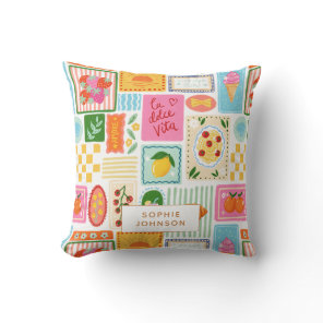 La Dolce Vita Italian French Personalized Colorful Throw Pillow