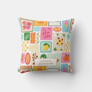 La Dolce Vita Italian French Personalized Colorful Throw Pillow