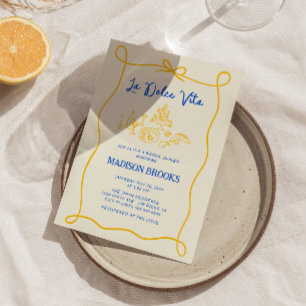 La Dolce Vita Italian Hand Drawn Bridal Shower Invitation