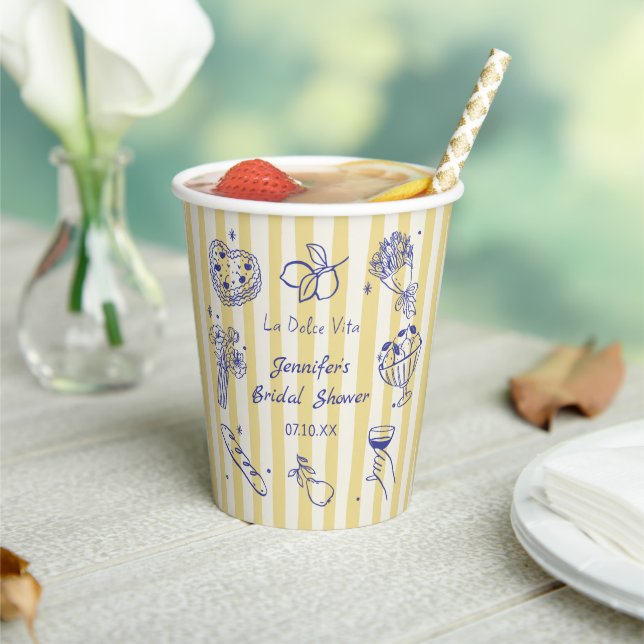 La Dolce Vita Italian Lemon Bridal Shower Paper Cups (Insitu)