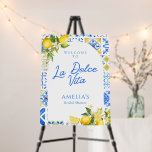 La Dolce Vita Italian Lemon Bridal Shower Welcome  Foam Board<br><div class="desc">Celebrate the bride-to-be with this elegant La Dolce Vita themed bridal shower Welcome Sign. Featuring a hand-painted lemon branch, Amalfi coast tiles in blue and yellow, and stylish script fonts, this design brings a touch of Italian romance to your special event. Perfect for summer gatherings, garden parties, or a chic...</div>