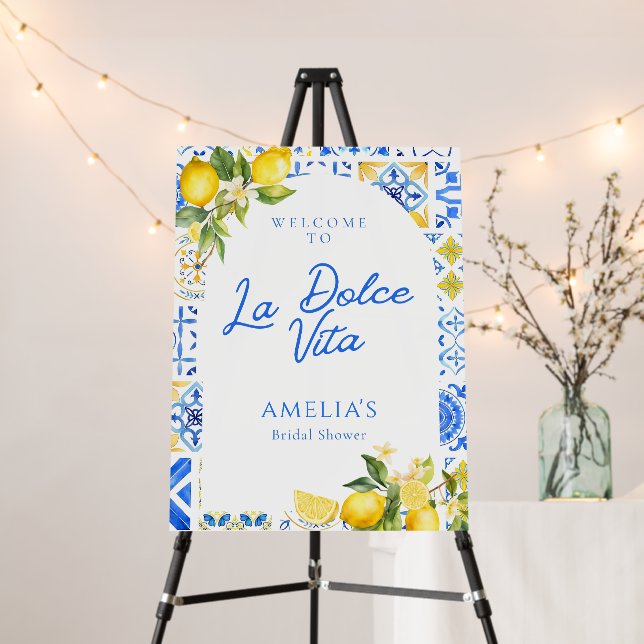 La Dolce Vita Italian Lemon Bridal Shower Welcome  Foam Board (In Situ (Stand))