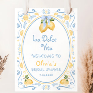 La Dolce Vita Italian Lemon Bridal Shower Welcome Poster