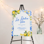 La Dolce Vita Italian Lemon elegent 30th Birthday  Foam Board<br><div class="desc">Celebrate in style with this elegant "La Dolce Vita" birthday Welcome Sign,  perfect for adult birthdays. Featuring a chic Mediterranean tile patterns in blue,  white,  and yellow,  delicate lemon branches,  and soft neutral tones,  this design blends modern elegance with Italian charm.</div>