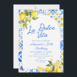 La Dolce Vita Italian Lemon elegent 30th Birthday  Invitation<br><div class="desc">Celebrate in style with this elegant "La Dolce Vita" birthday invitation,  perfect for adult birthdays. Featuring a chic Mediterranean tile patterns in blue,  white,  and yellow,  delicate lemon branches,  and soft neutral tones,  this design blends modern elegance with Italian charm.</div>