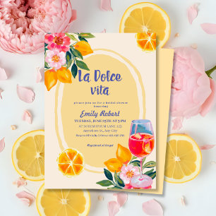La Dolce Vita Italian Lemon Floral Bridal Shower Invitation