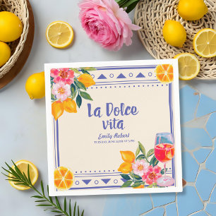 La Dolce Vita Italian Lemon Floral Bridal Shower Napkins